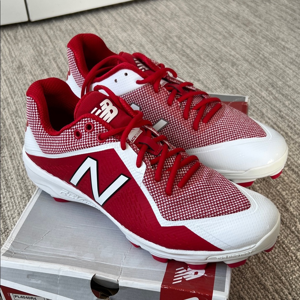 New Balance 4040 Baseball Cleats in Red and White 🆕